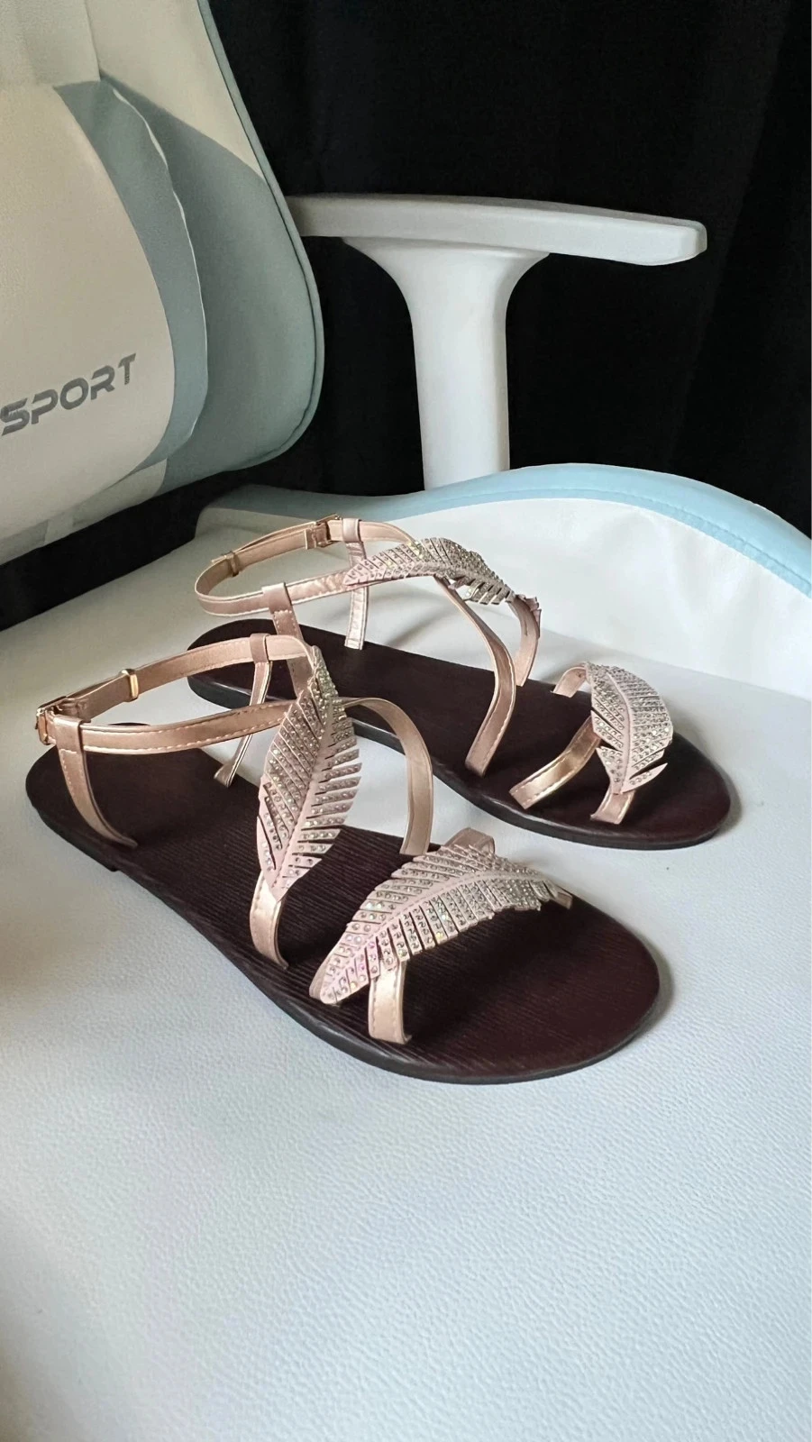 Rose Gold sparkly flat sandals
